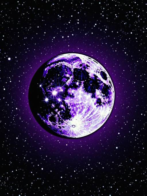 Purple Galaxy Moon with Starry Background