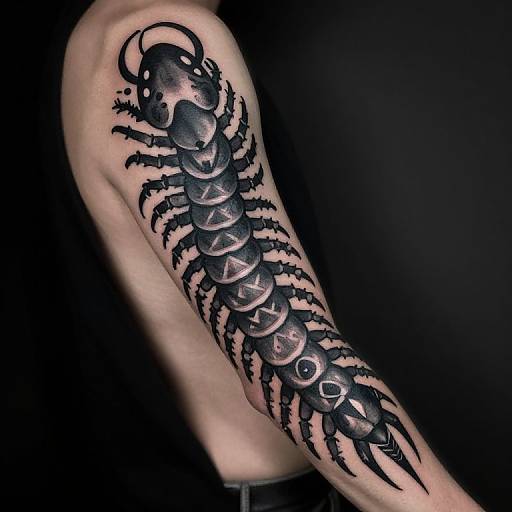 Tribal Centipede Tattoo Sleeve Design