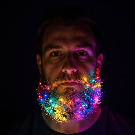 Bearded Man with Colorful LED Lights