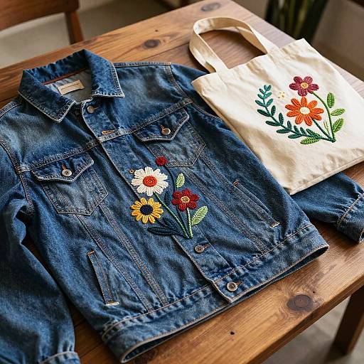 Handmade Embroidery Denim & Tote Mockup