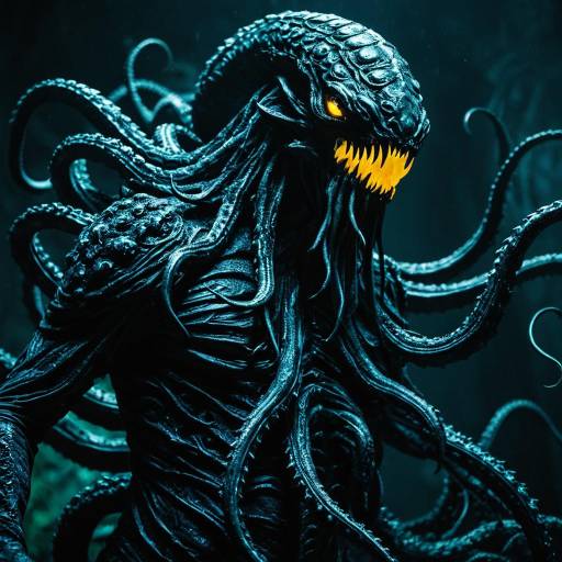 Dark Tentacle Creature with Glowing Eyes