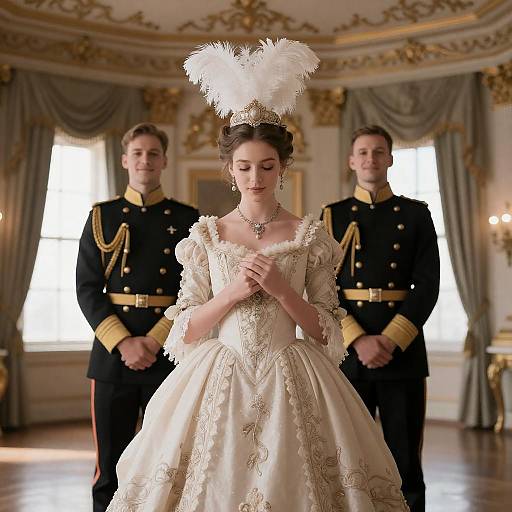 Victorian Heiress in Ornate Feathered Headdress