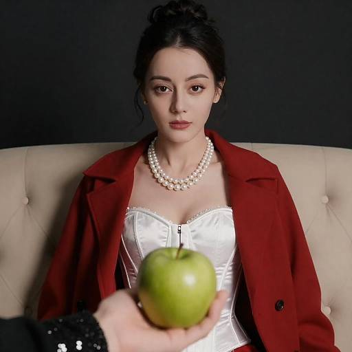 Elegant Woman with Green Apple Portrait
