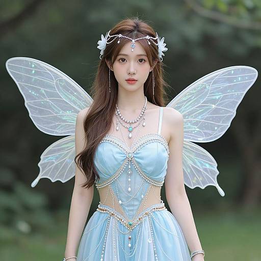 Light Blue Fairy Costume with Wings