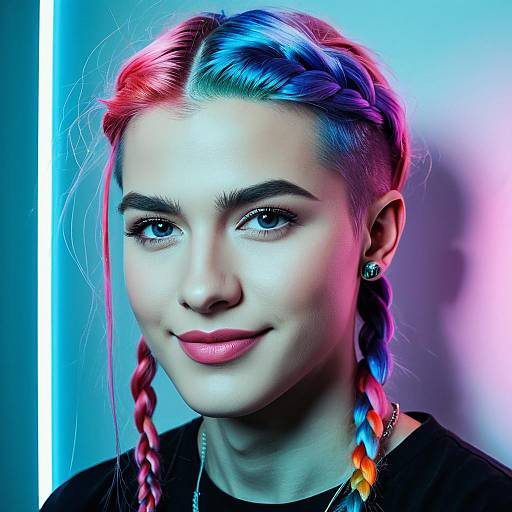 Neon Pastel Projection: Punk Boy Portrait