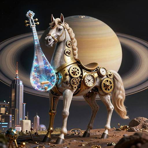 Clockwork Centaur Bard with Holographic Lute