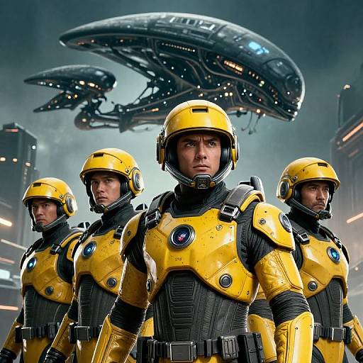 Futuristic Soldiers and Alien Vessel