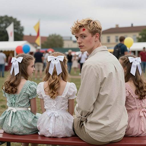 Festival Scene with Young Man and Girls