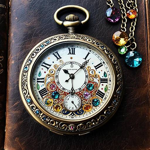 Ornate Vintage Pocket Watch with Crystals
