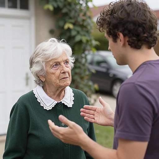 Intimate Outdoor Conversation Between Generations