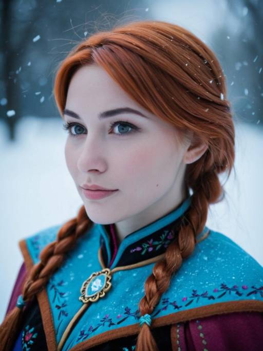 Elegant Frozen Anna Costume Headshot
