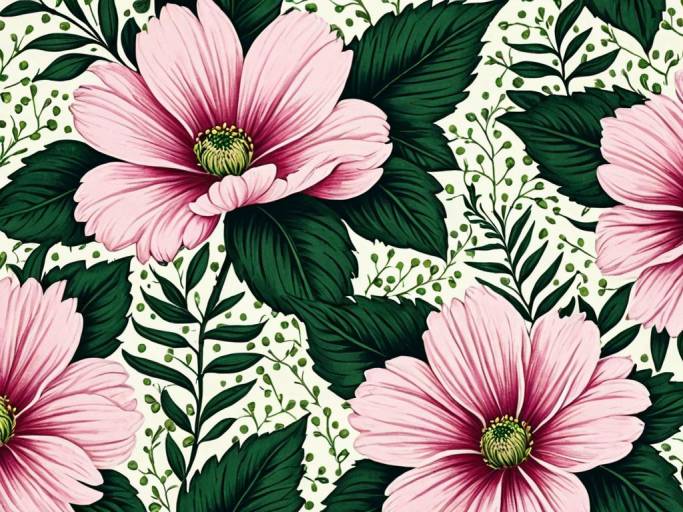 Chic Pink Floral Wallpaper Design Close-Up