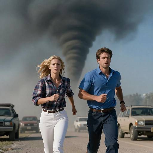 Intense Running Amidst Tornado Chaos