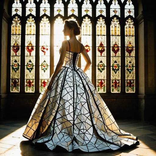 Elegant Ballroom Gown with Stained Glass Pattern