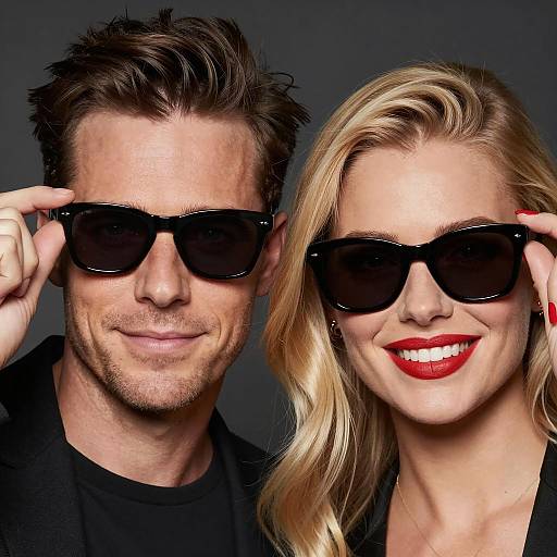 Man and Woman Wearing Black Sunglasses