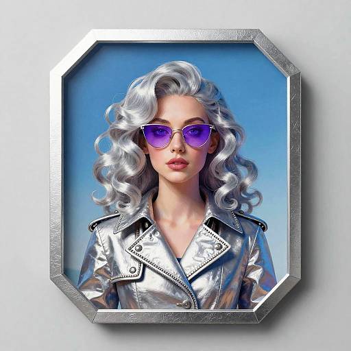 Futuristic Silver Curled Woman Portrait