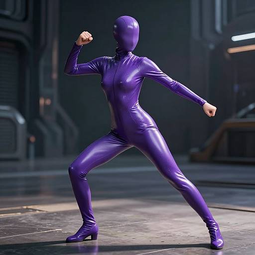 Sleek Purple Sci-Fi Warrior Leotard