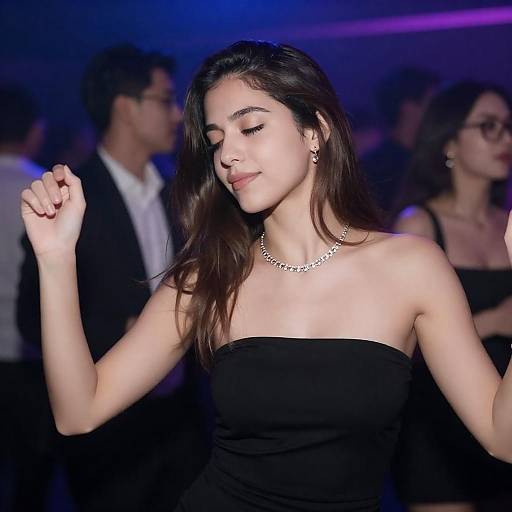 Dim Nightclub Woman in Black Dress