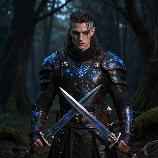 Male Drow Ranger with Glowing Runes