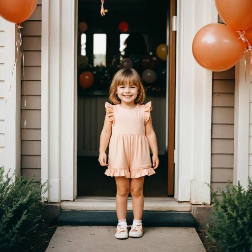 Toddler Girl in Peach Playsuit at Community Center