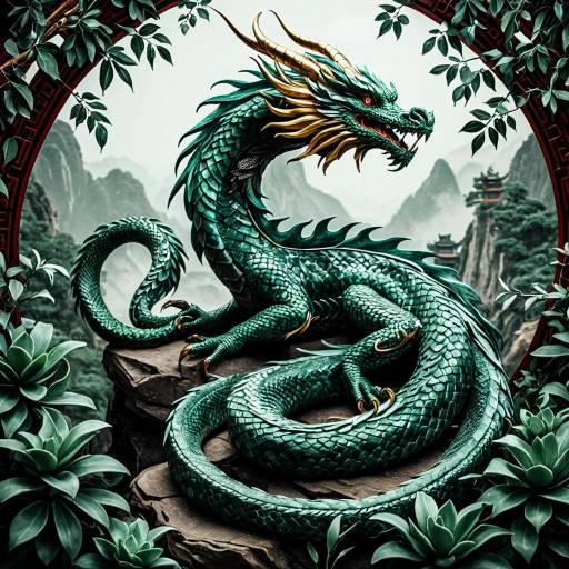 Elegant Jade Dragon with Horns in Traditional Chinese Style