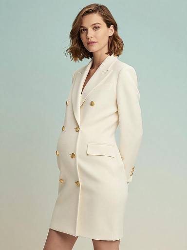 Ivory Maternity Blazer Editorial Portrait