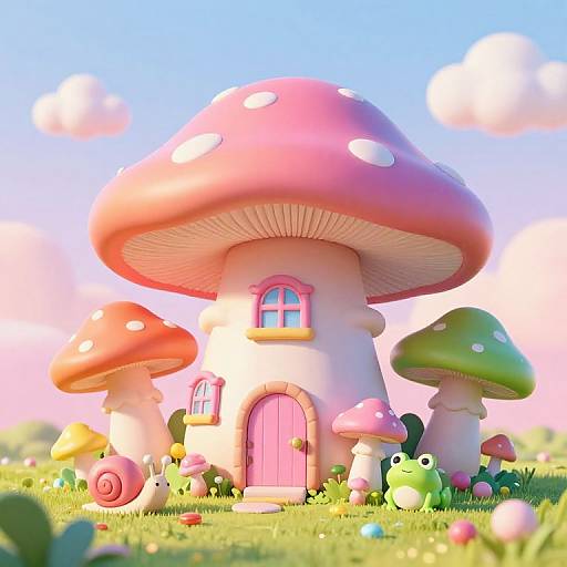 Whimsical Pastel Mushroom House