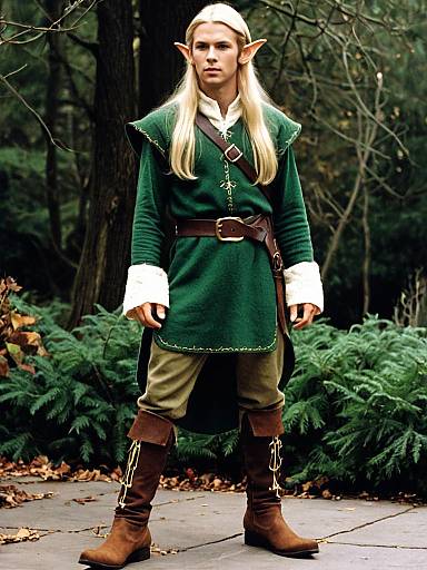 Young Man in Elf Movie Costume