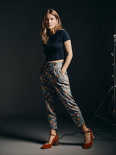 Casual Chic Woman in Floral Trousers