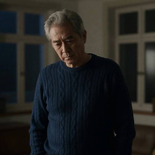 Serious Middle-Aged Man in Dim Light