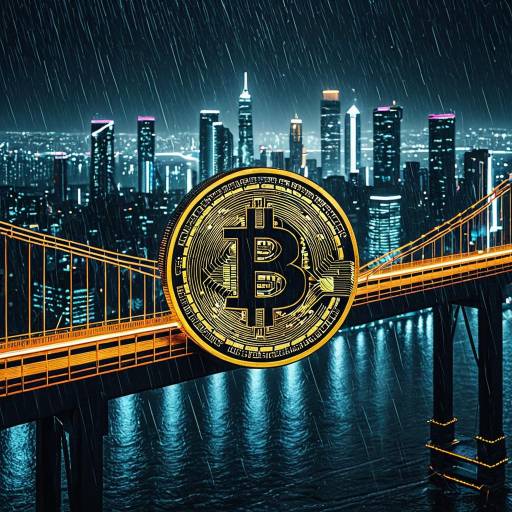 Futuristic Bitcoin Cityscape with Illuminated Bridge