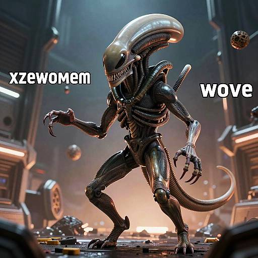 Xenomorph Meme Reactions in Sci-Fi Style