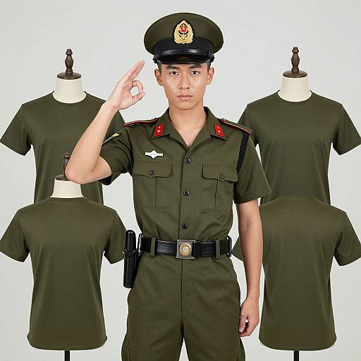 Military Uniform Shirt Costume Pose