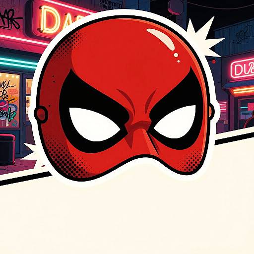 Vintage Comic Hero Mask in Neon Alley