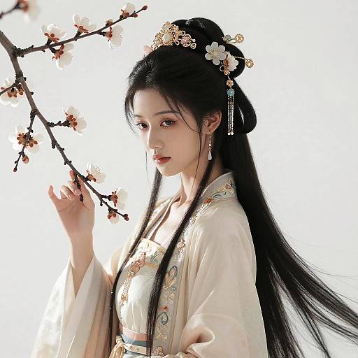 Elegant Chinese Girl in Traditional Hanfu