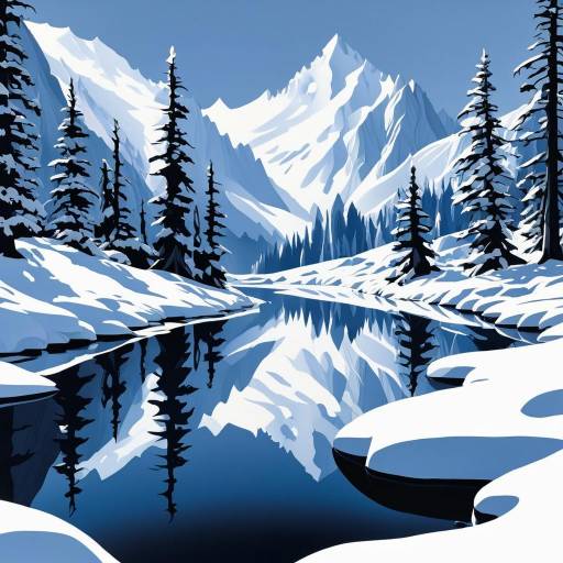 Snowy Mountains and River Reflection