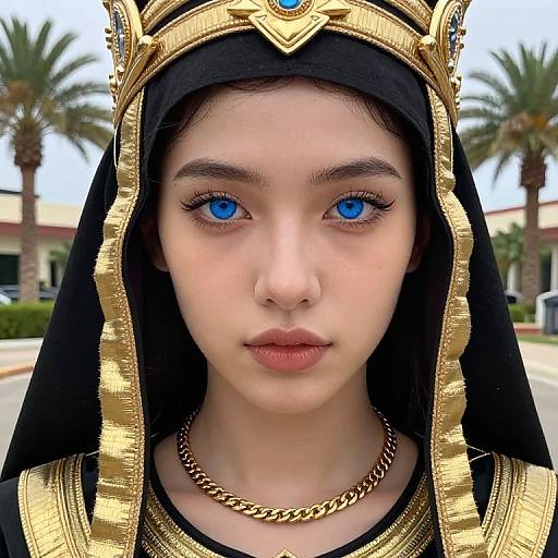 Regal Portrait with Blue Eyes