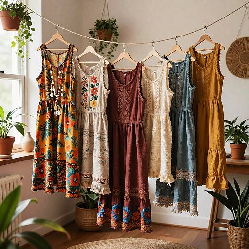 Bohemian Sunlit Room with Handmade Garments