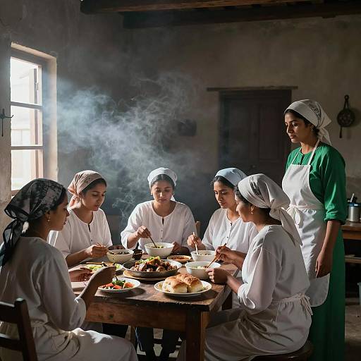 Culinary Gathering in a Smoky Room