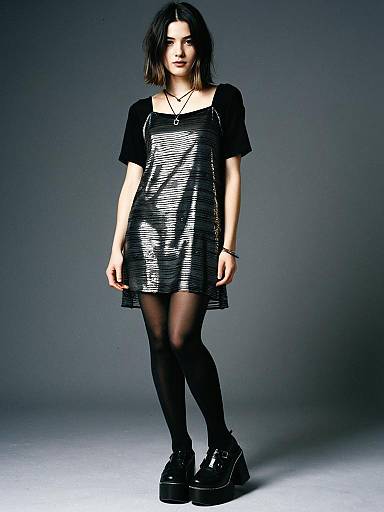 90s Grunge Style Woman in Metallic Slip Dress