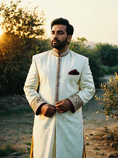 Man in Traditional Sherwani Outdoors
