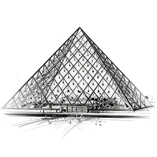 Abstract Black-and-White Louvre Sketch