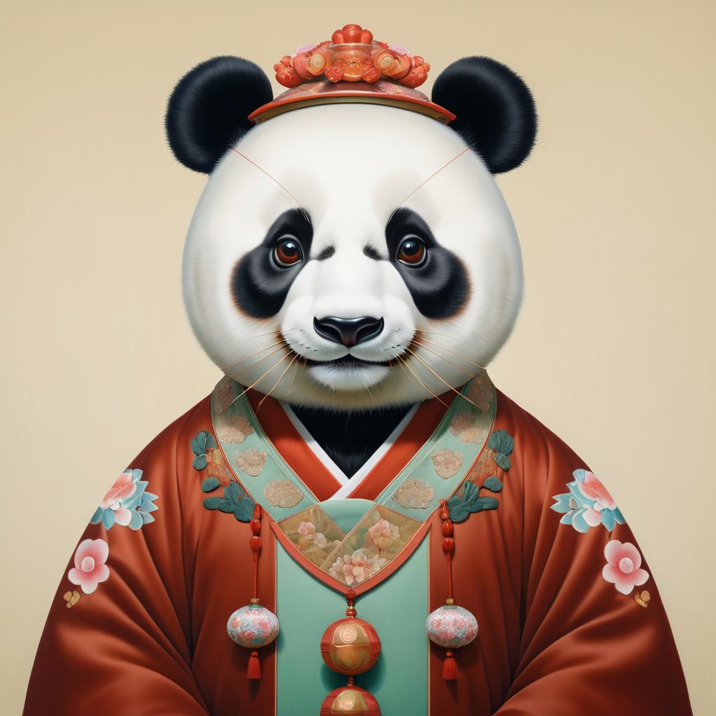 Panda in Traditional Chinese Fashion Art