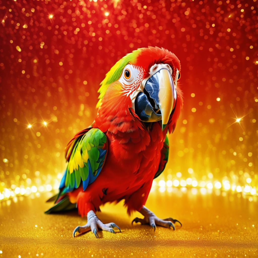 Whimsical Parrot with Radiant Background