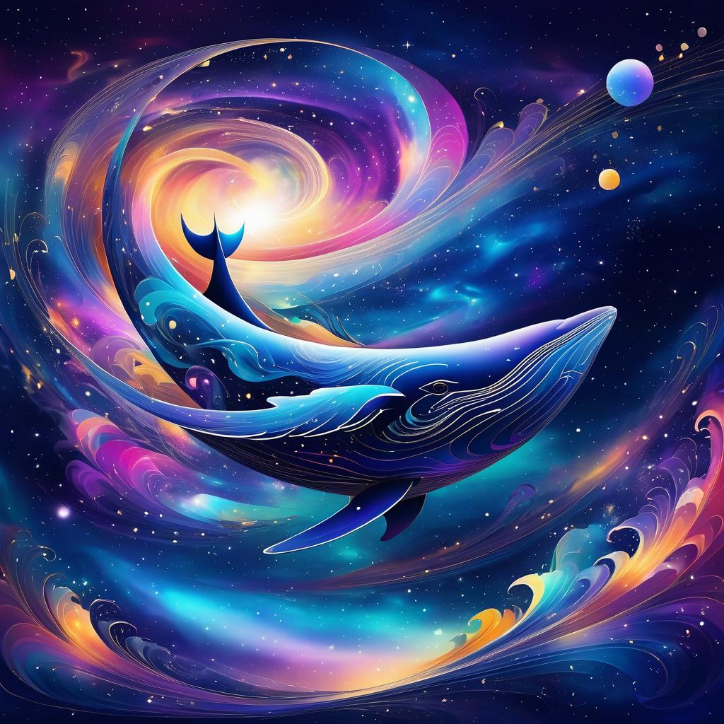 Celestial Whale in a Vibrant Galaxy