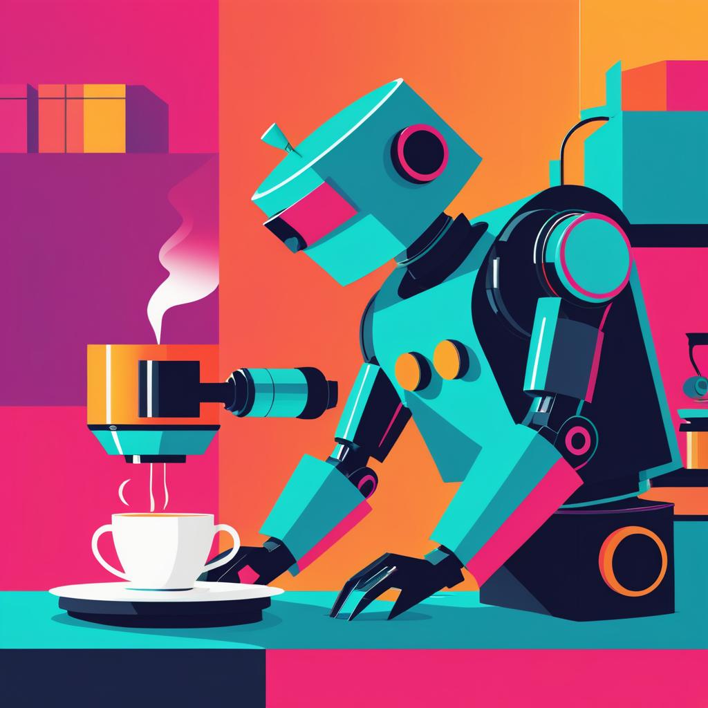 Vibrant Minimalist Robot Coffee Maker