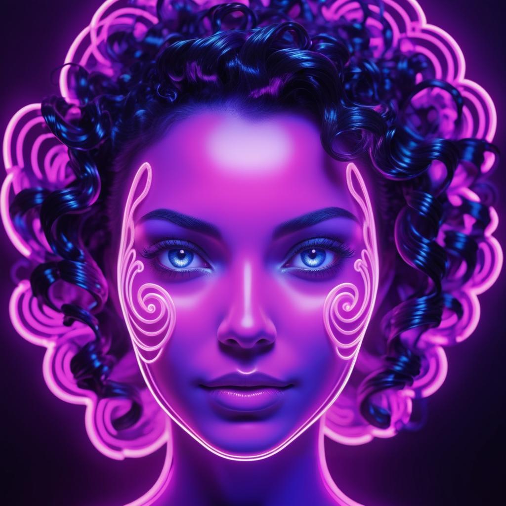 Neon Fusion: A Woman's Glowing Face