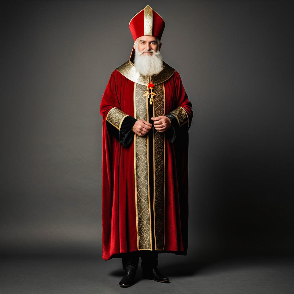 Proud Elderly Gentleman in Sinterklaas Robes