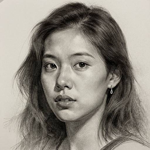 Realistic Charcoal Portrait of Woman