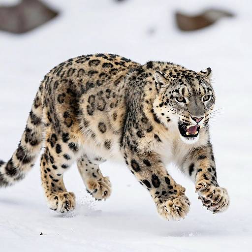 Mid-Air Snow Leopard Attack